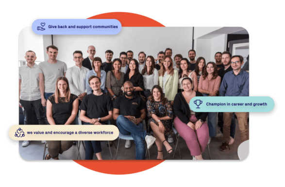 Picture of our team with our values