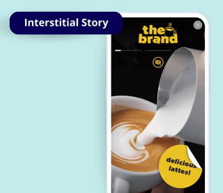 A thumbnail that shows a phone with an example of the interstitial story ad format