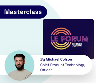 Thumbnail with headshot of Michael Colson, the title masterclass and the logo of the forum de l'alliance digitale