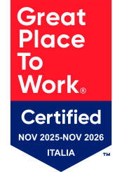 Logo of Great place to Work, written certified from november 25 to november 26 for Italy