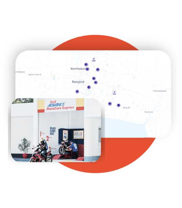 Map showing point of interest plus a photo of a shell service station