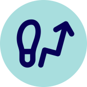 a feet and an arrow going up